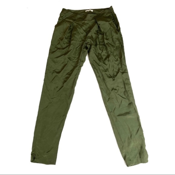 EVERLY SILK HAREM PANTS GREEN S - Picture 2 of 4